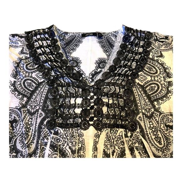 Womens Apt. 9 M Black Gray Floral Sleeveless Paisley Tank Top Draped Front Shirt - Picture 2 of 6